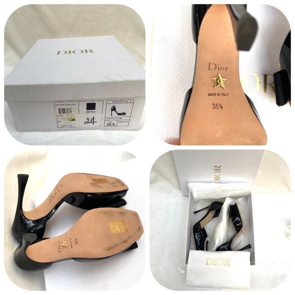 NIB Auc Dior Dior Idylle patent calfskin white resin pearls Bow Peep Toe heels - Picture 8 of 14